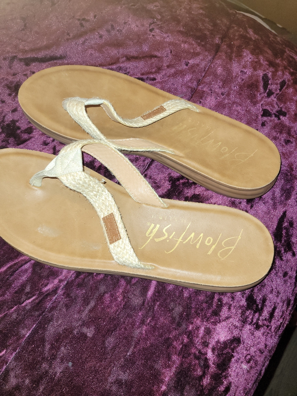 Blowfish Beige Braided Strap Flip Flop Sandals